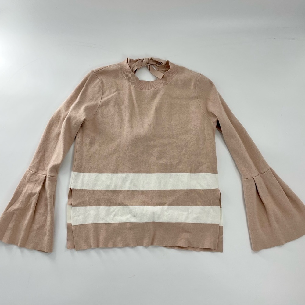 Rachel Rachel Roy Soft Pink White Stripe Tie‎ Back Pullover Sweater Size S - Picture 2 of 9